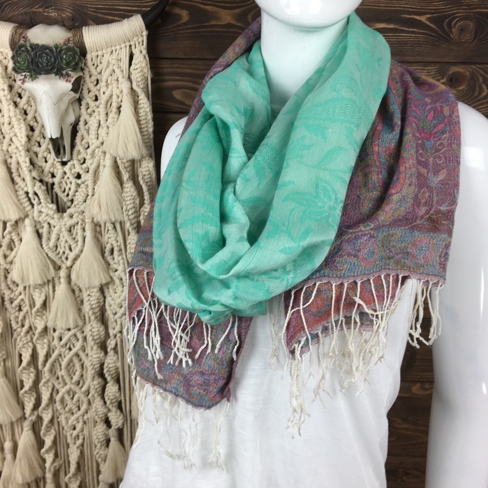 Paisley‎ Fringe Scarf Purple